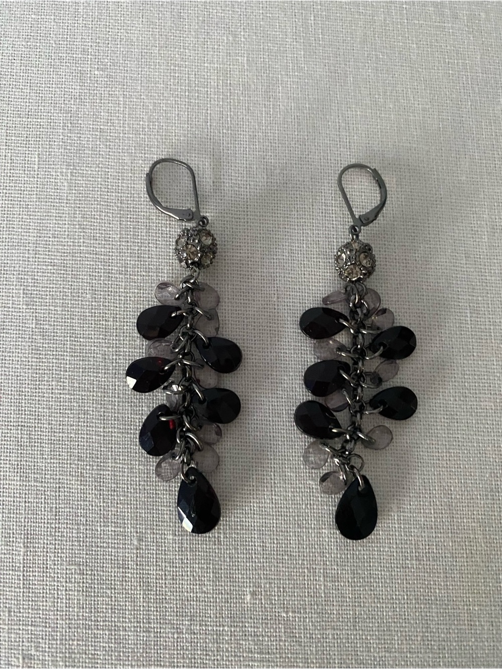 Elegant Black and  Crystal Dangle Earrings